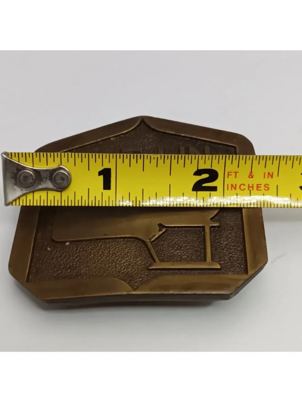 Vintage 1979 NFPEDA Bergamot Brass Works Belt Buckle Farming Supply with Tractor
